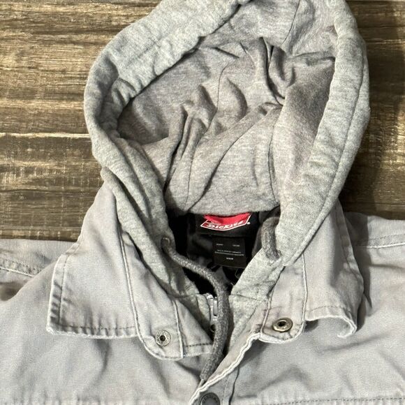Dickies Work Coat Mens Medium Gray Hoodie Lined Work Jacket RN20697 - Picture 3 of 4